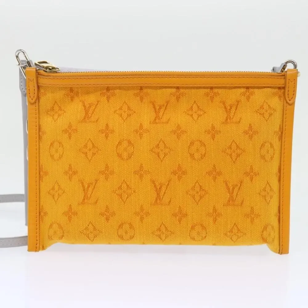 Louis Vuitton Monogram White Flat Mensenger Shoulder Bag Bron Brown